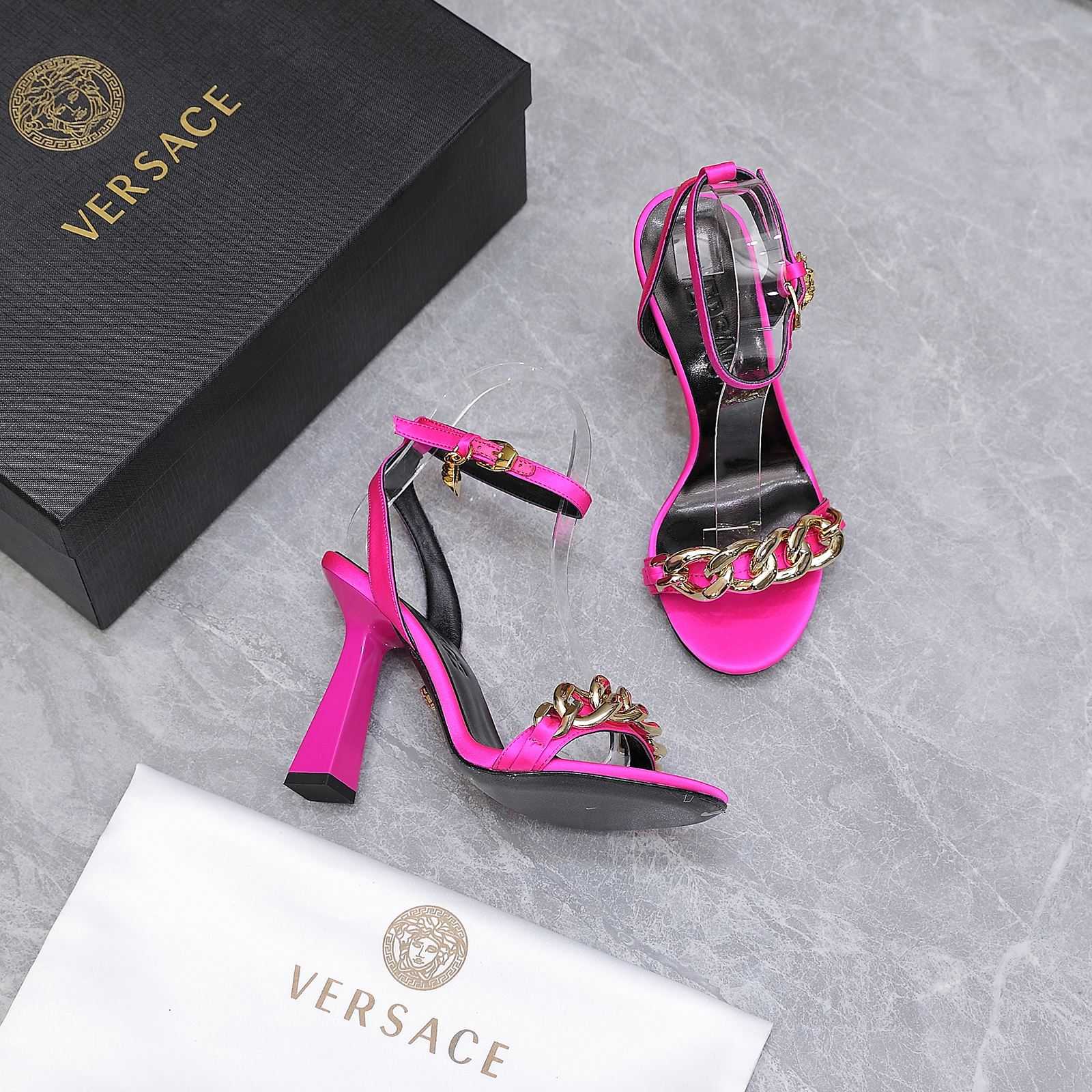 Versace Medusa Chain High Heel Sandals - FashionPlug