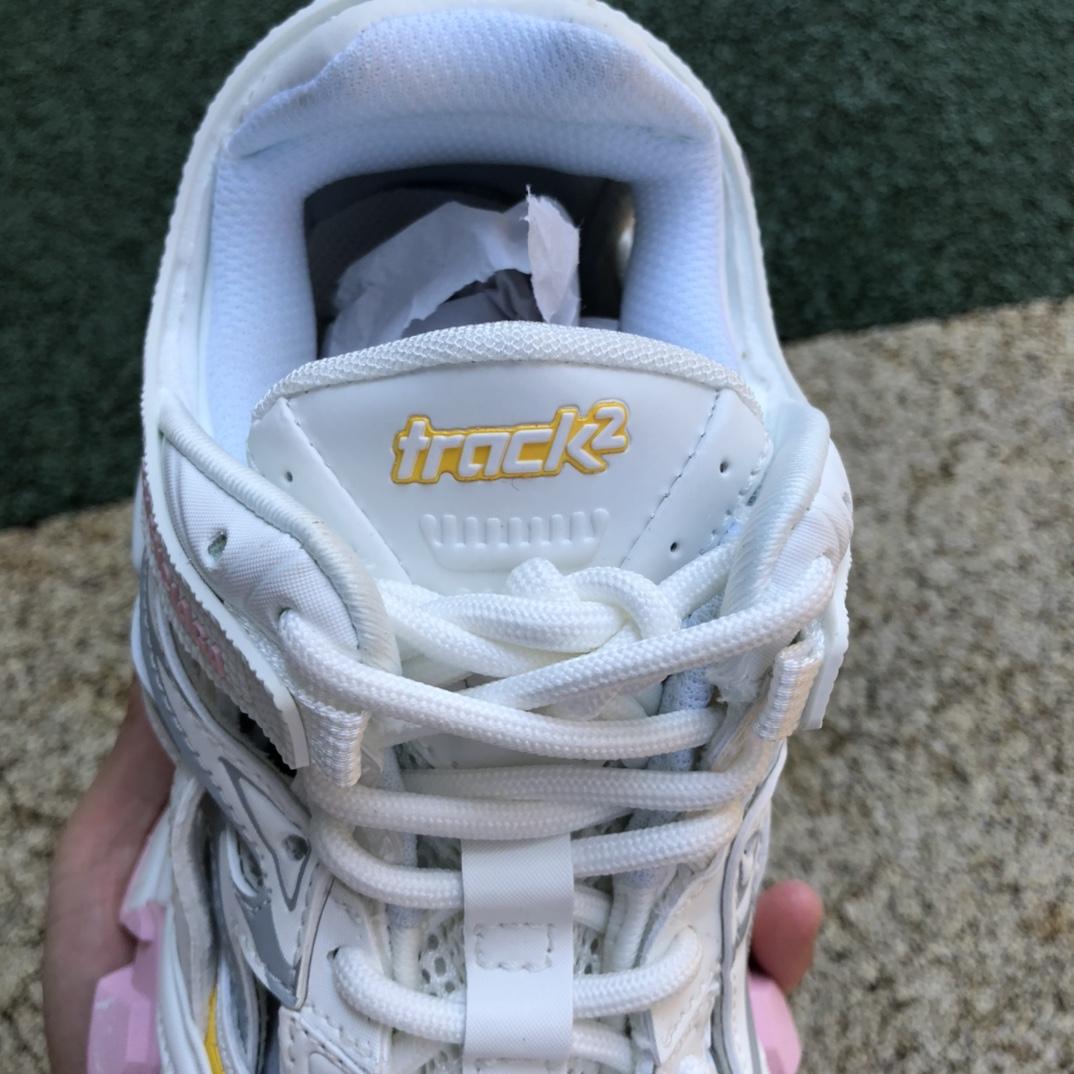 Balenciaga Track.2 Sneaker In White, Light Yellow, Light Pink And Light Blue Mesh And Nylon - FashionPlug