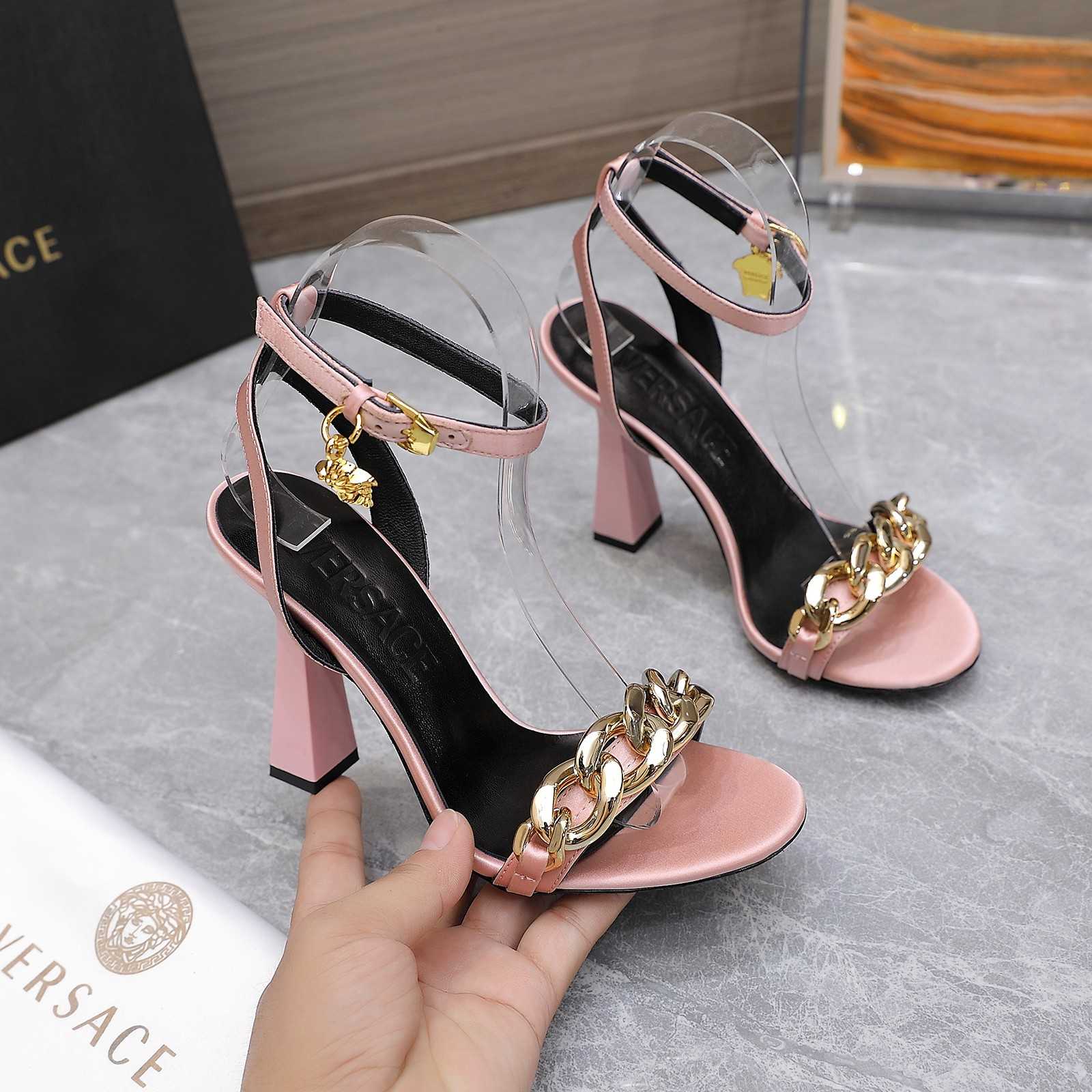 Versace Medusa Chain High Heel Sandals - FashionPlug