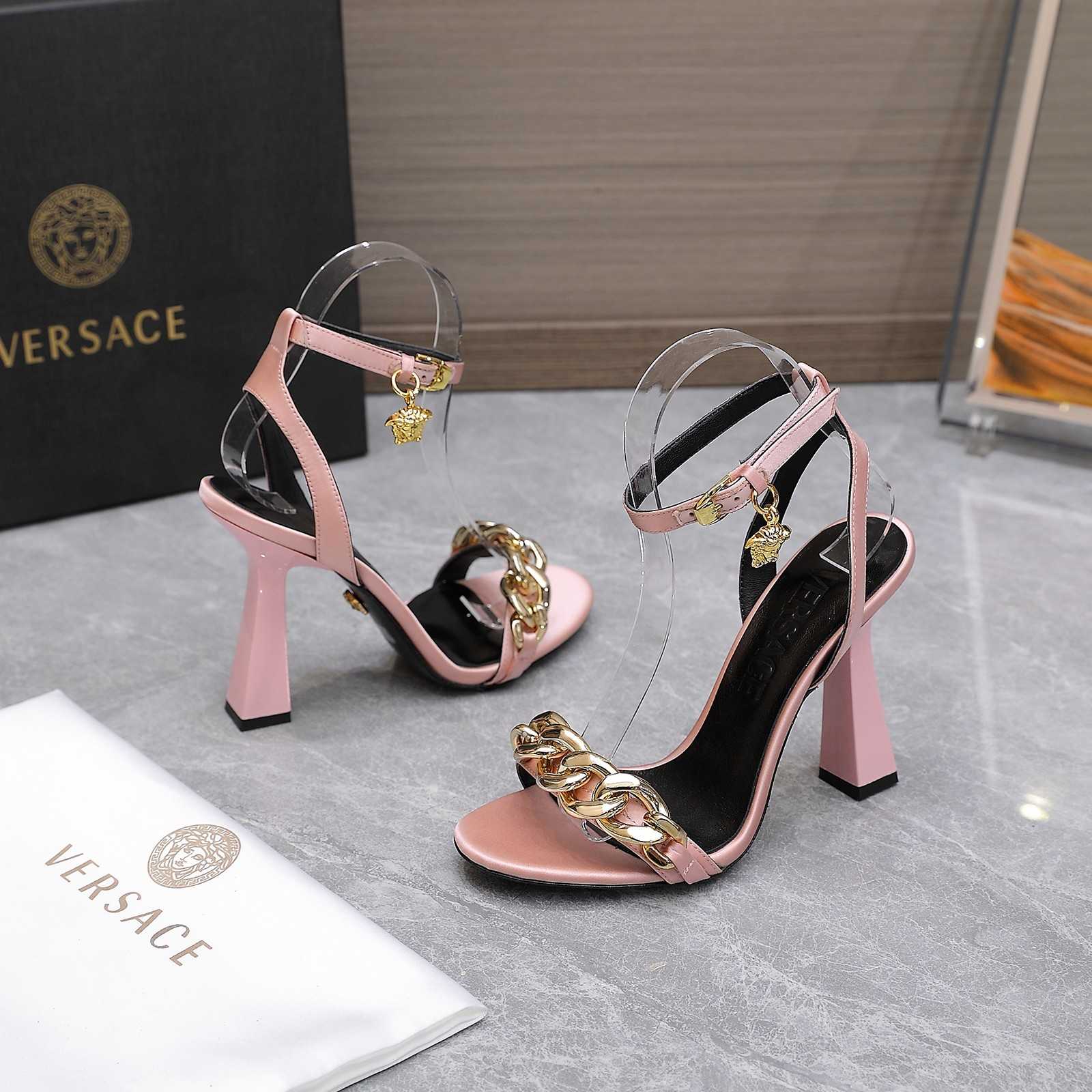 Versace Medusa Chain High Heel Sandals - FashionPlug