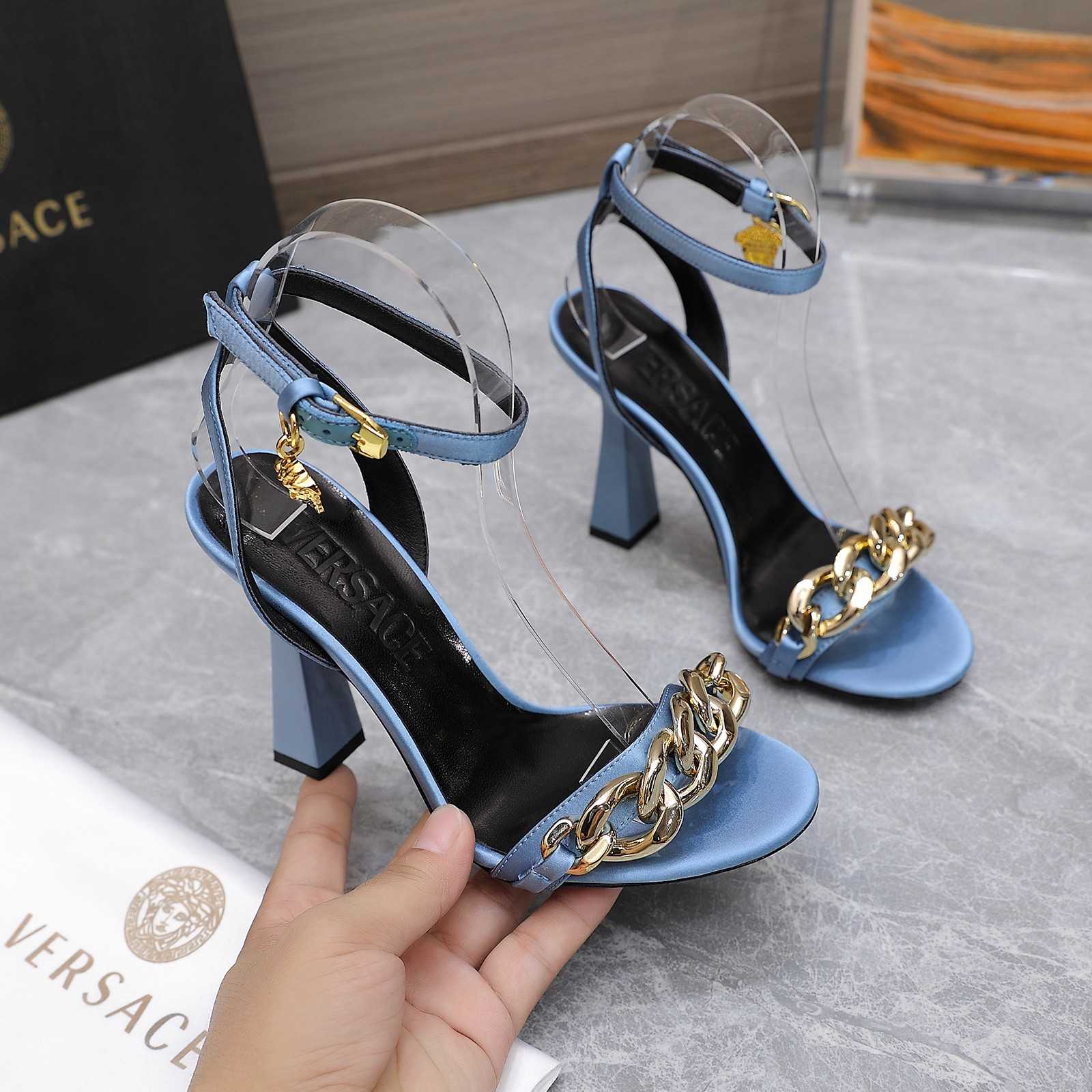 Versace Medusa Chain High Heel Sandals - FashionPlug