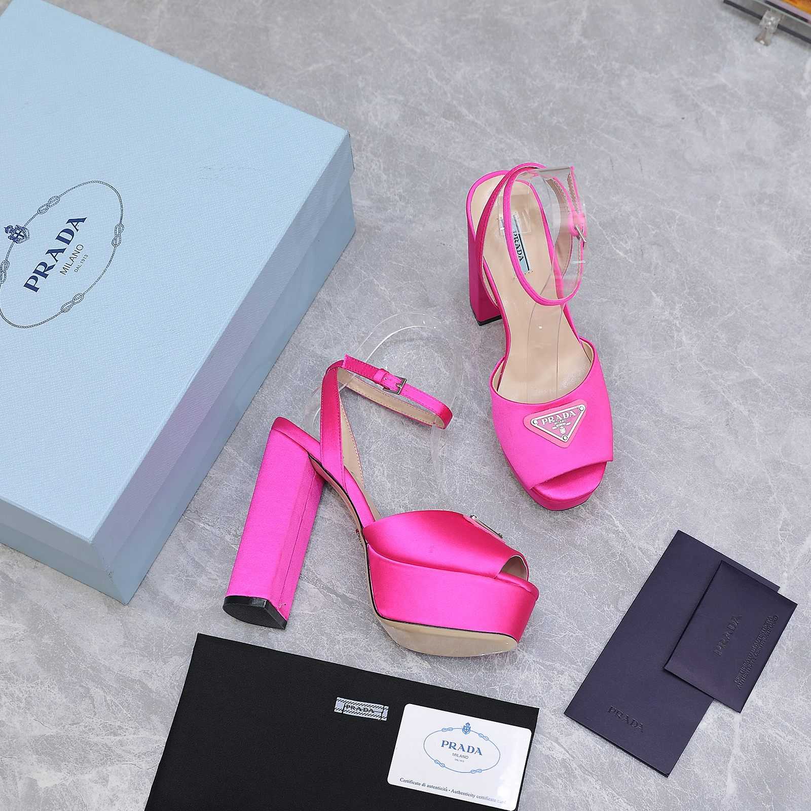 Prada High-Heeled Satin Sandals - FashionPlug