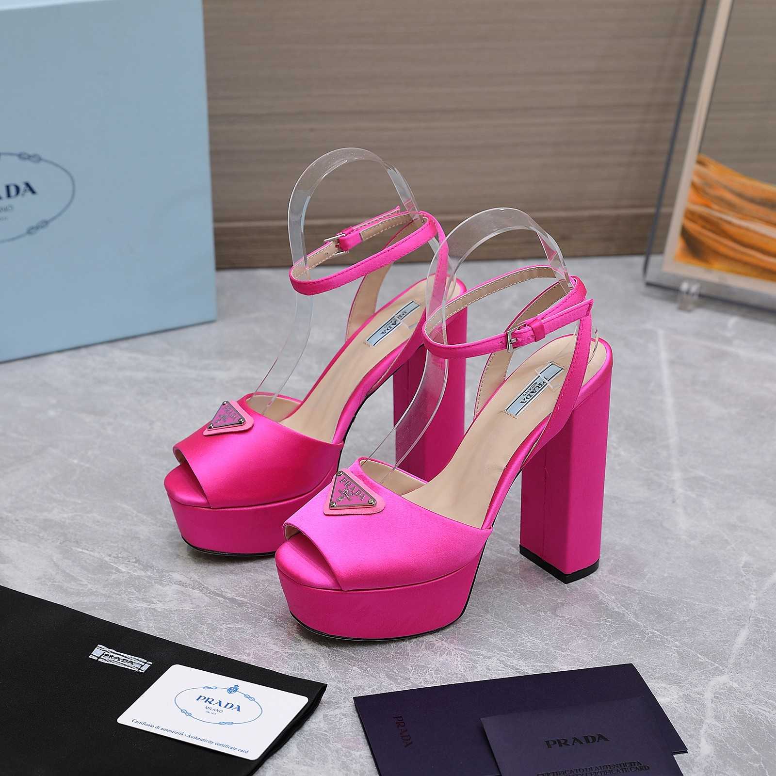 Prada High-Heeled Satin Sandals - FashionPlug