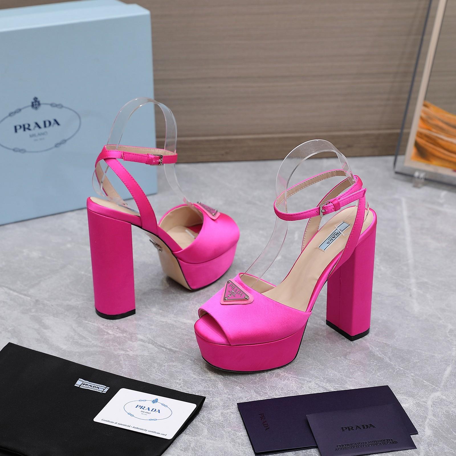 Prada High-Heeled Satin Sandals - FashionPlug