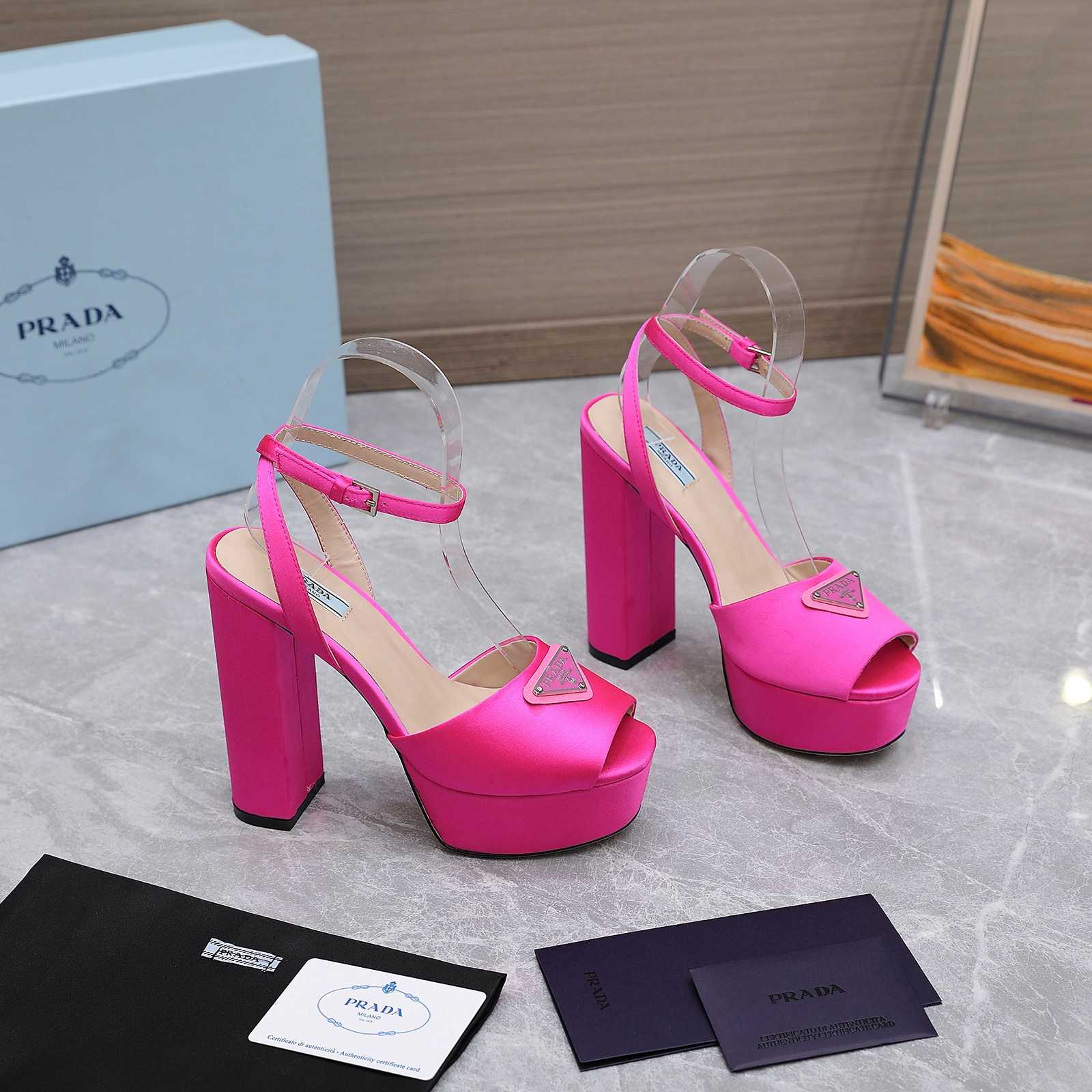 Prada High-Heeled Satin Sandals - FashionPlug