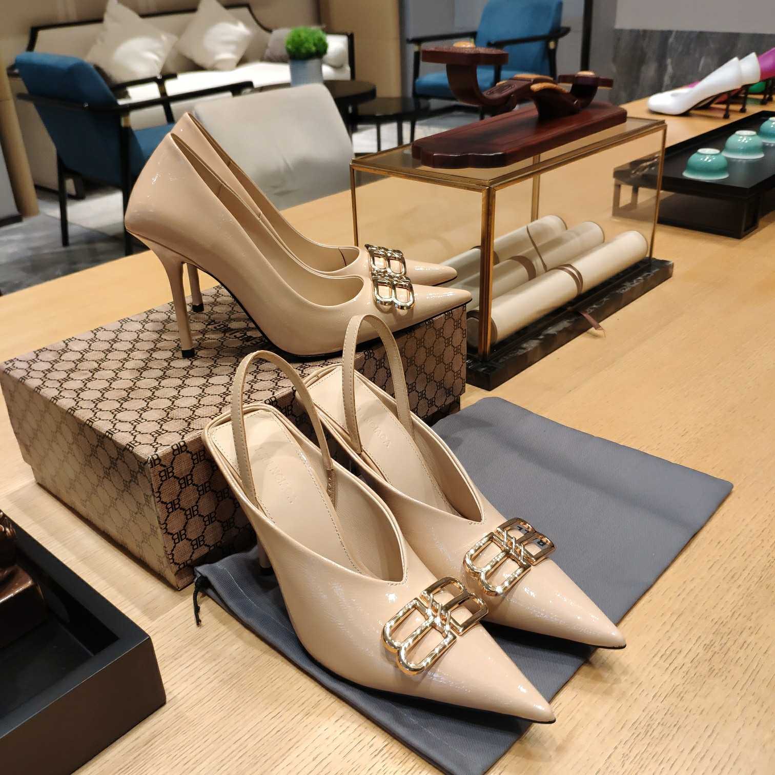 Balenciaga BB Leather Pumps - FashionPlug