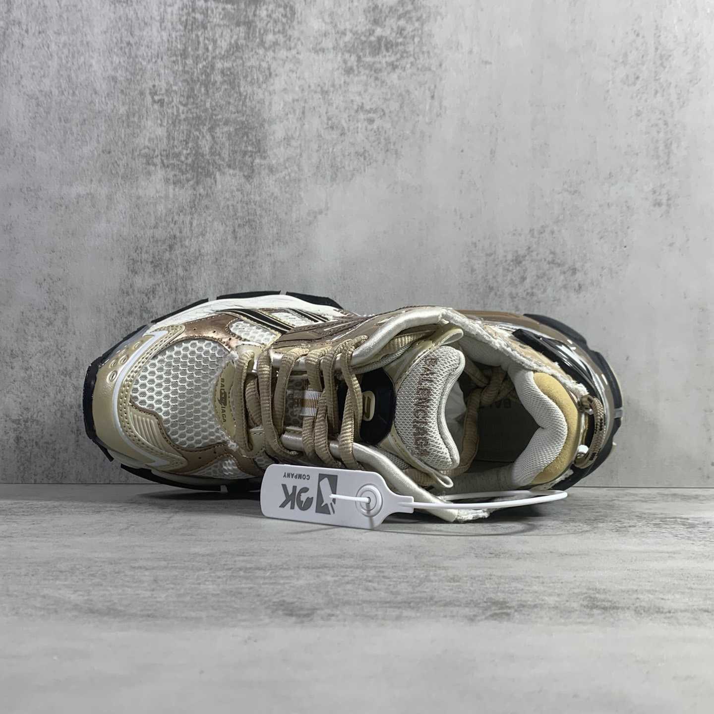 Balenciaga Runner Sneaker In Beige And Black Mesh And Nylon - FashionPlug