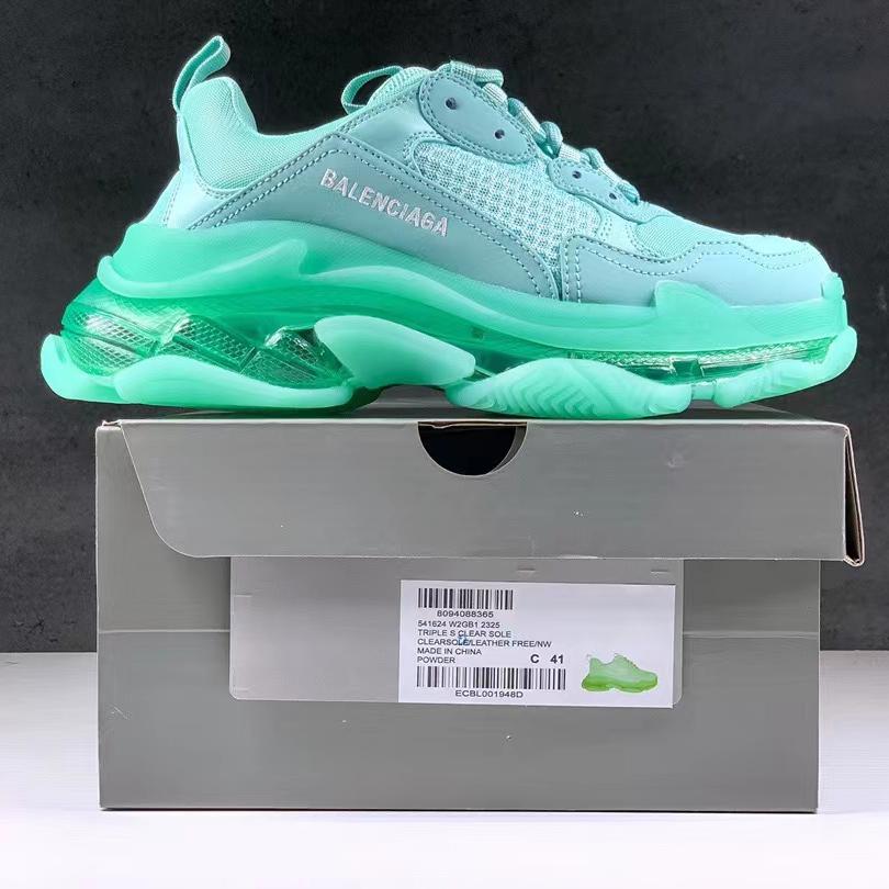 Balenciaga Triple S Clear Sole Sneaker In Light Blue Double Foam And Mesh - FashionPlug