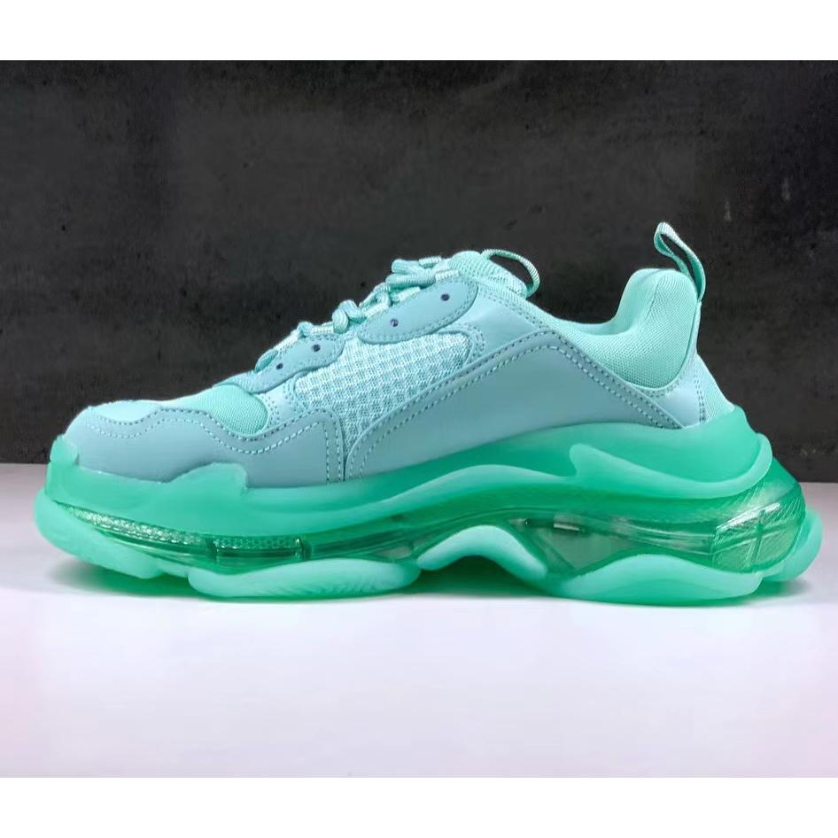Balenciaga Triple S Clear Sole Sneaker In Light Blue Double Foam And Mesh - FashionPlug