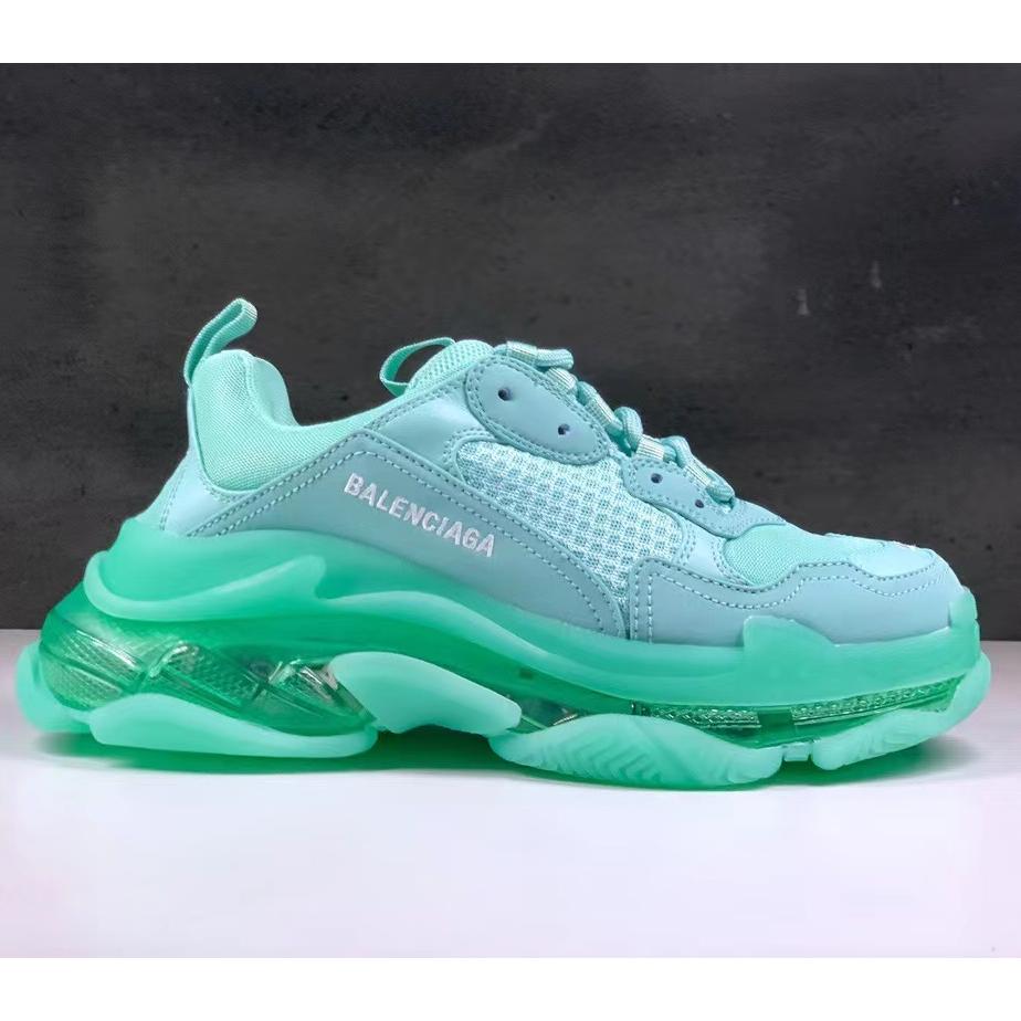 Balenciaga Triple S Clear Sole Sneaker In Light Blue Double Foam And Mesh - FashionPlug