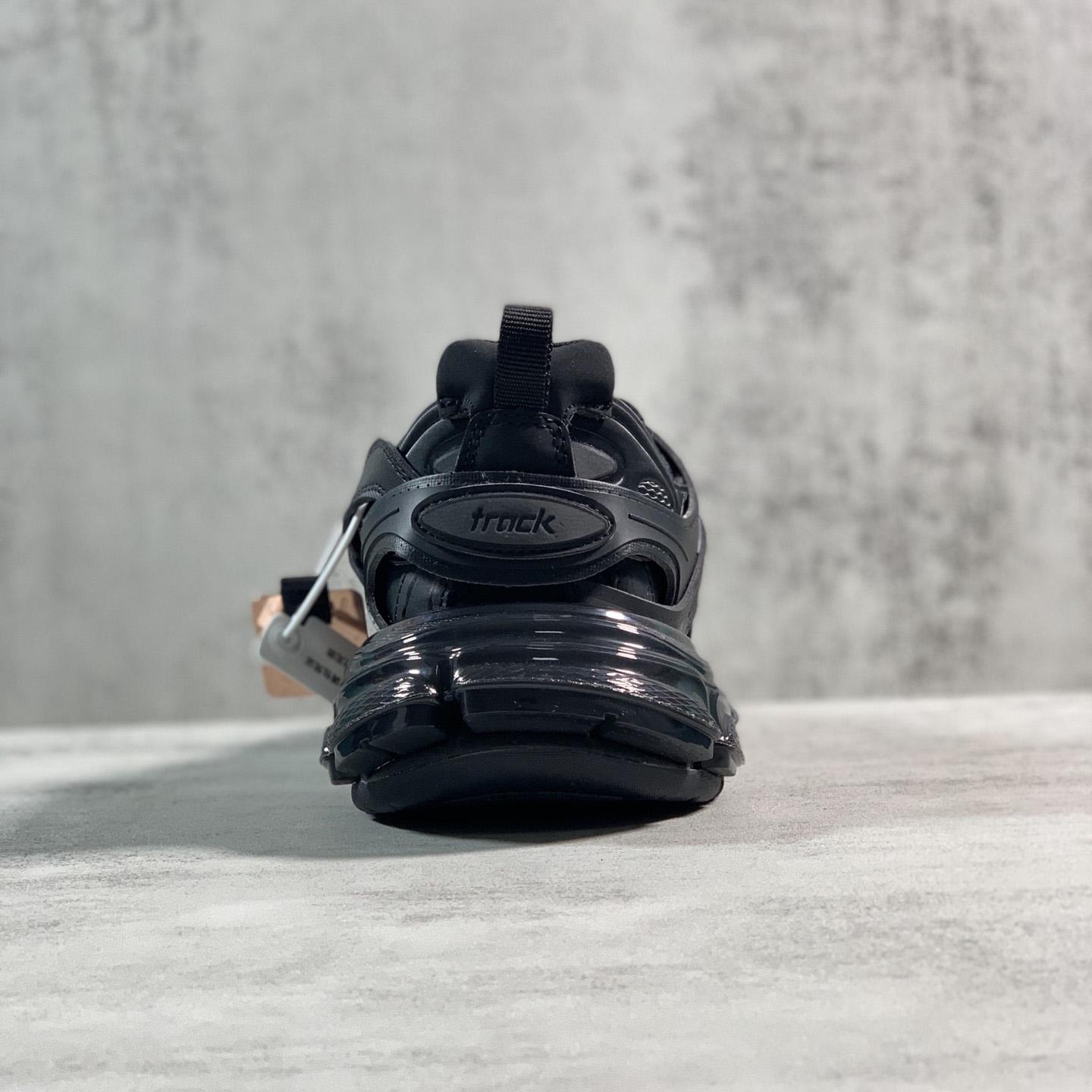 Balenciaga Track Clear Sole Sneaker In Black Mesh And Nylon - FashionPlug