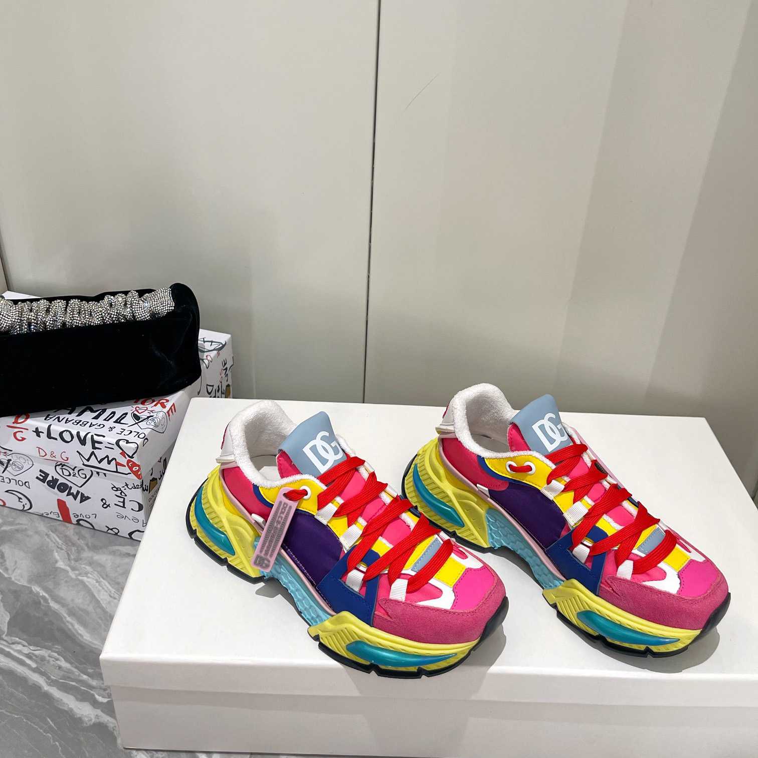 Dolce & Gabbana Mixed-Material Airmaster Sneakers - FashionPlug