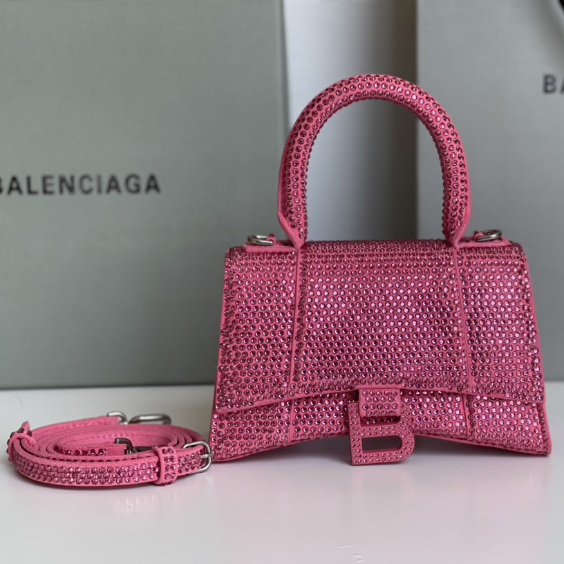 Balenciaga Hourglass XS Handbag With Rhinestones(19-8-21cm) - FashionPlug