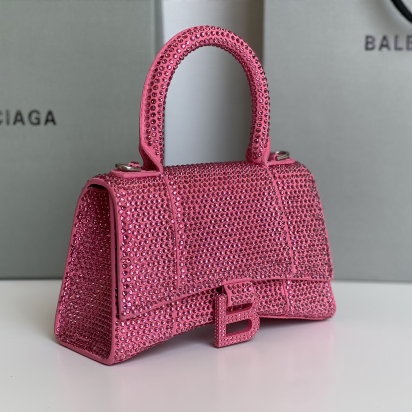 Balenciaga Hourglass XS Handbag With Rhinestones(19-8-21cm) - FashionPlug
