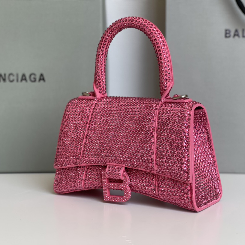 Balenciaga Hourglass XS Handbag With Rhinestones(19-8-21cm) - FashionPlug