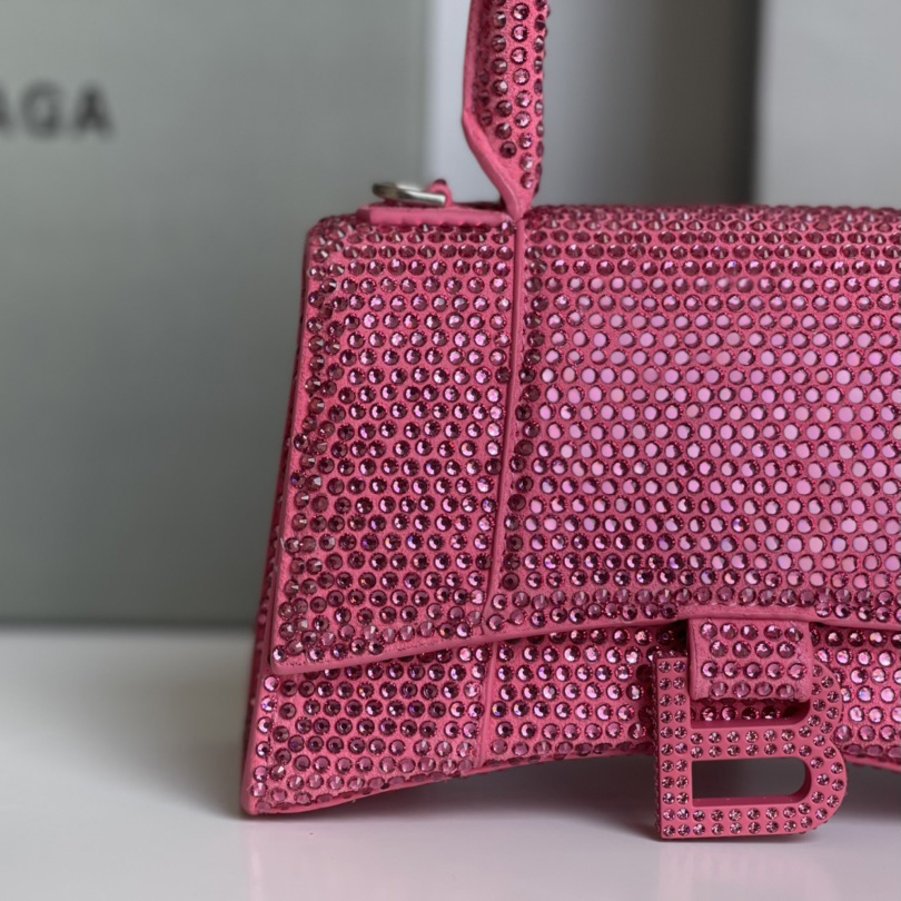 Balenciaga Hourglass XS Handbag With Rhinestones(19-8-21cm) - FashionPlug