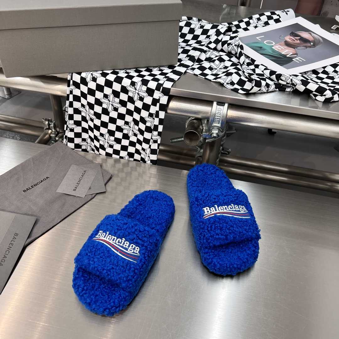 Balenciaga Furry Slide Sandal - FashionPlug