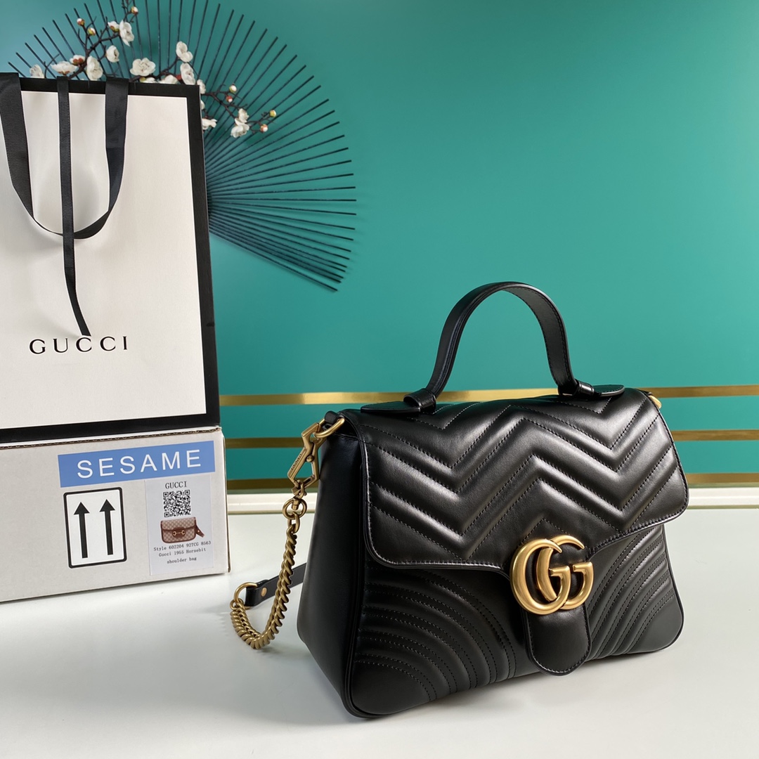 Gucci GG Marmont Small Top Handle Bag(27-19-10.5cm) - FashionPlug