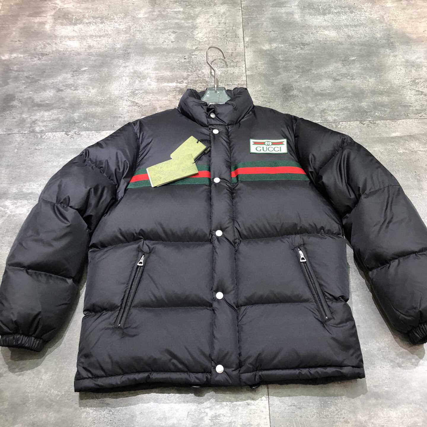 Gucci Padded Nylon Bomber Jacket With Web - FashionPlug