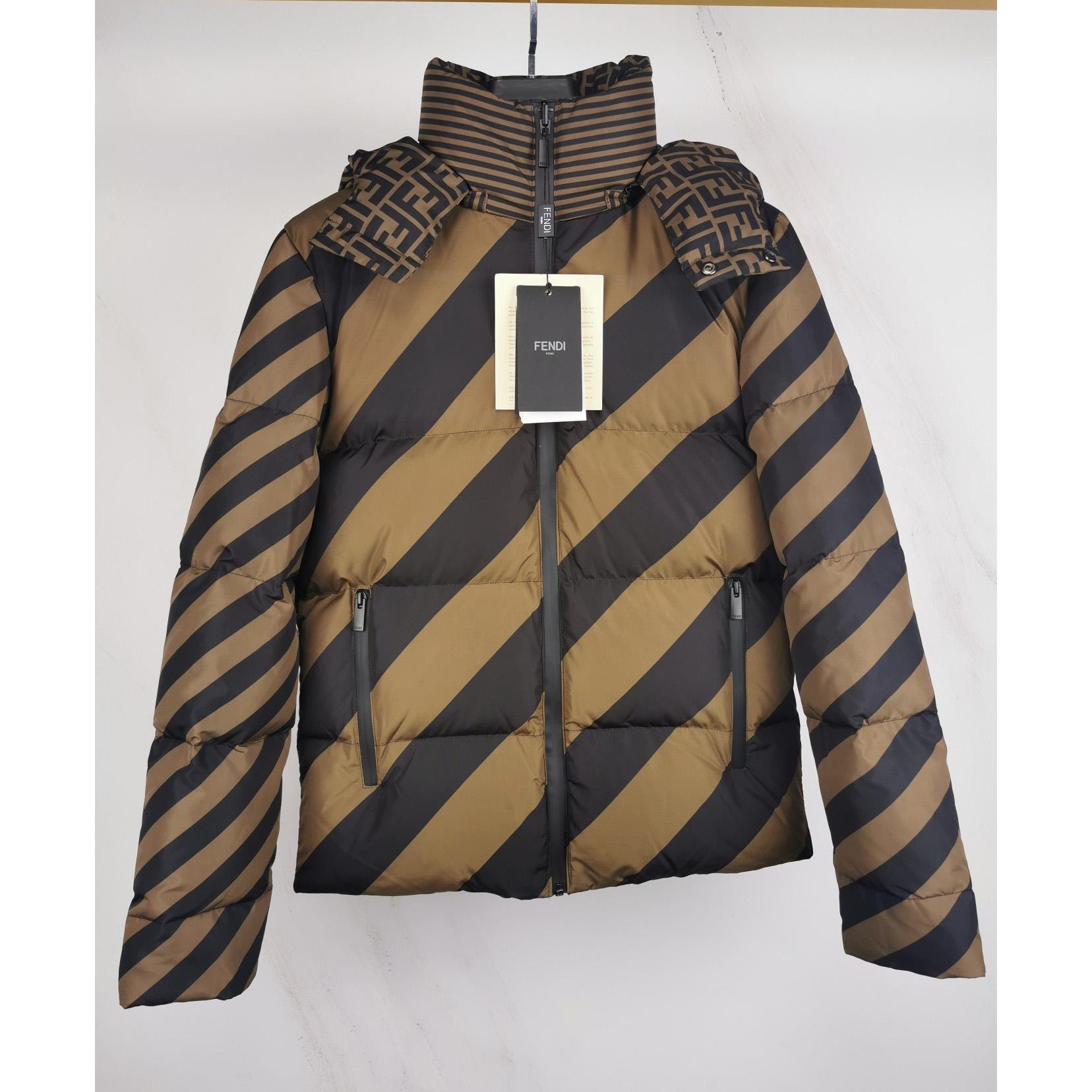 Fendi Brown Nylon Down Jacket - FashionPlug
