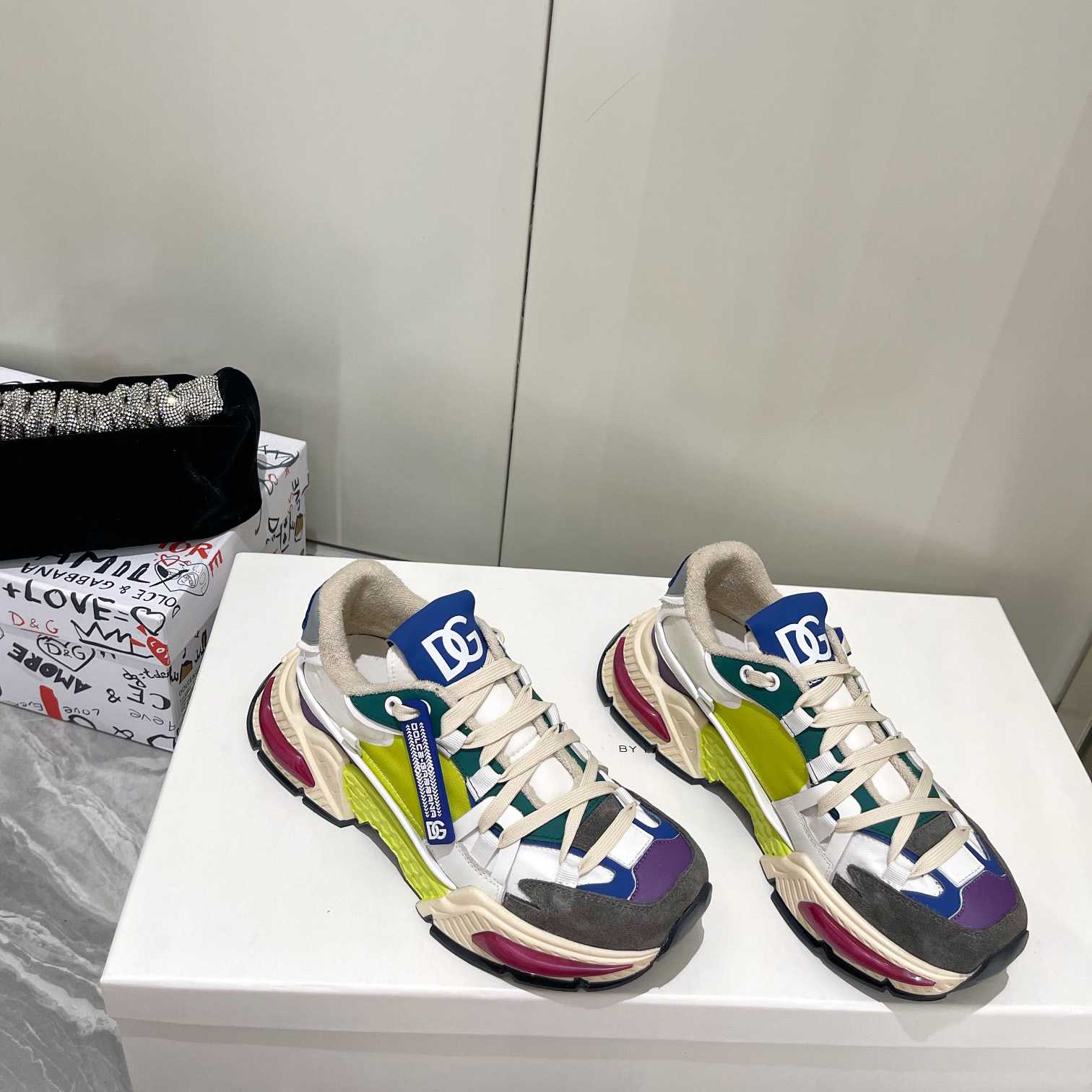 Dolce & Gabbana Mixed-Material Airmaster Sneakers - FashionPlug