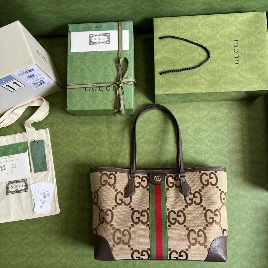 Gucci Ophidia Jumbo GG Medium Tote(32-28-14cm) - FashionPlug