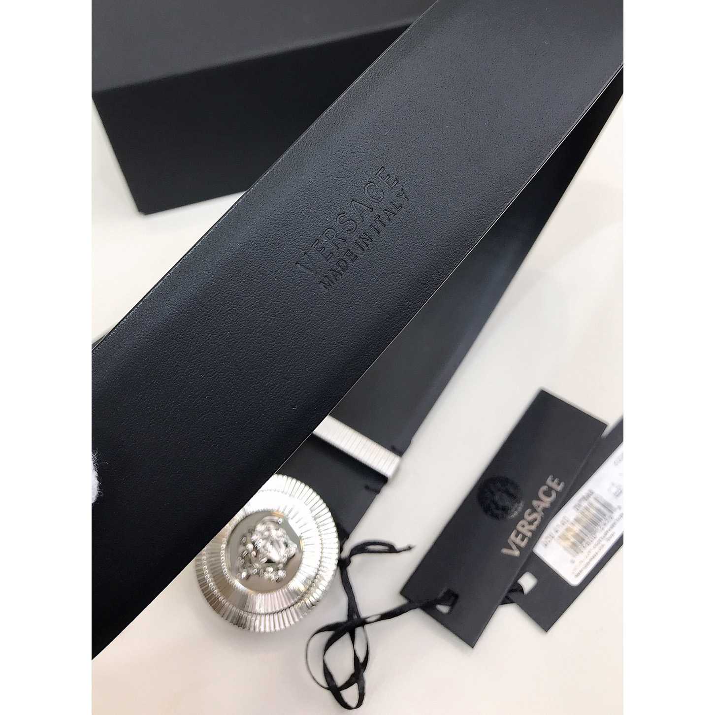 Versace Enamel Medusa Biggie Belt   40mm - FashionPlug