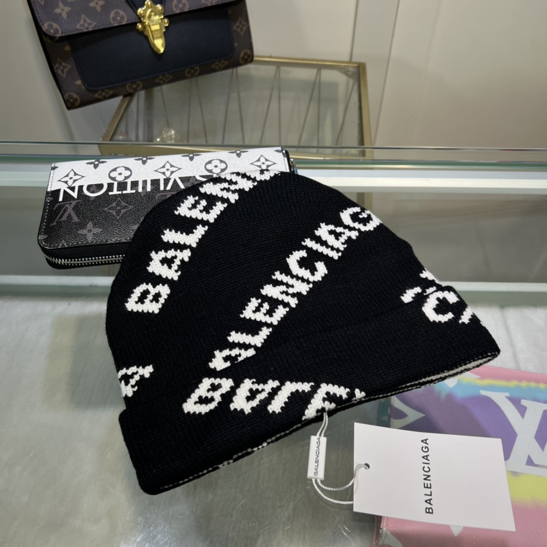 Balenciag Allover Logo Beanie  - FashionPlug