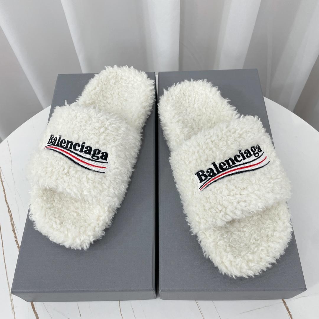 Balenciaga Furry Slide Sandal - FashionPlug