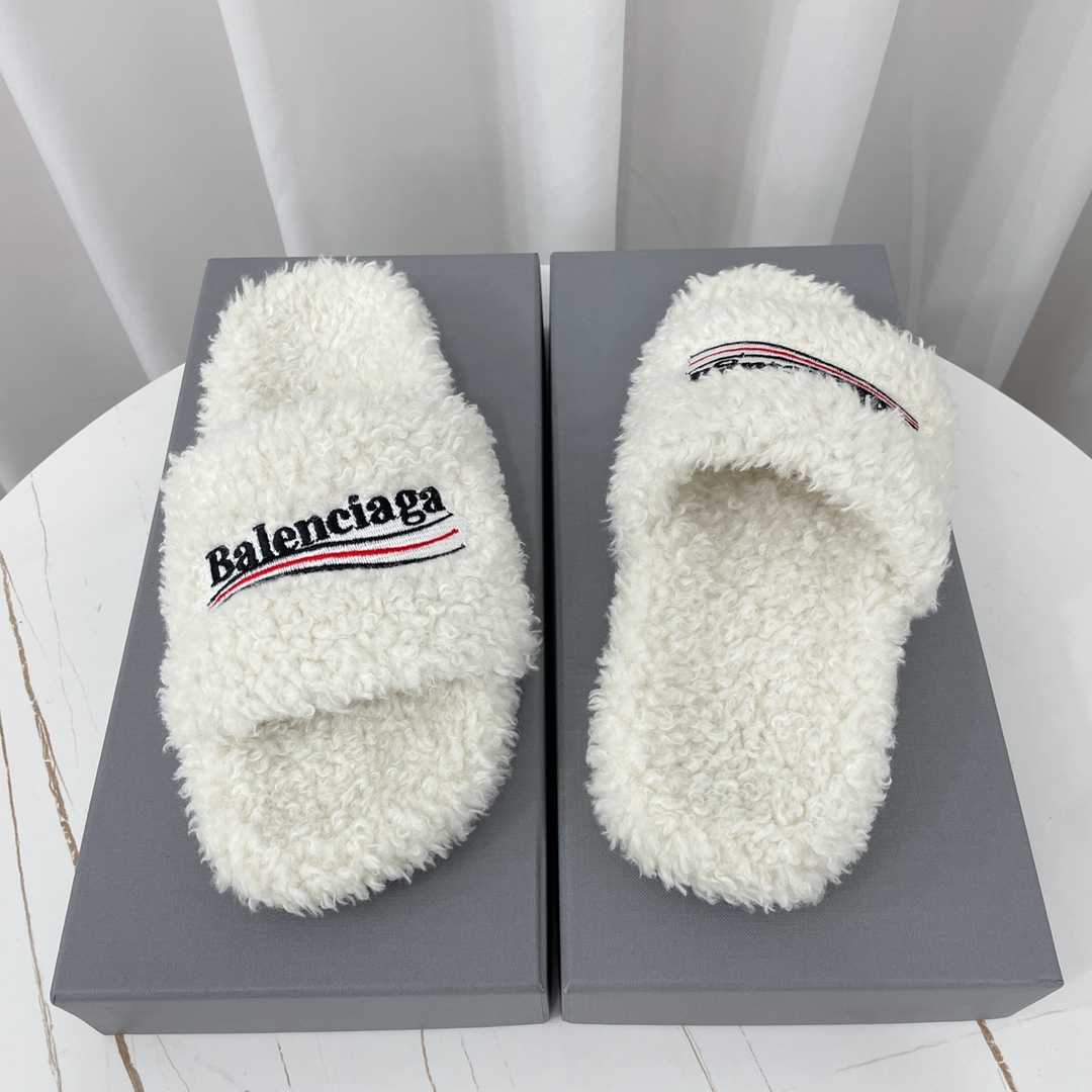 Balenciaga Furry Slide Sandal - FashionPlug
