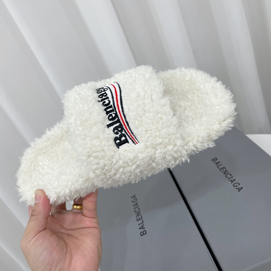 Balenciaga Furry Slide Sandal - FashionPlug