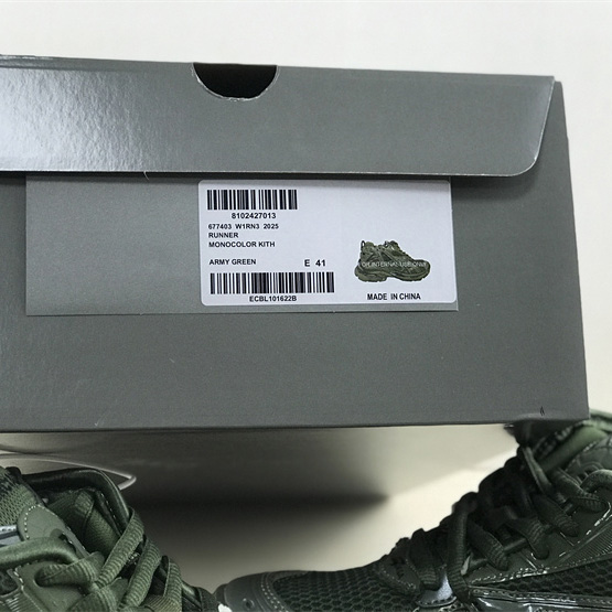 Balenciaga Runner Sneaker In Dark Green Mesh And Nylon - FashionPlug