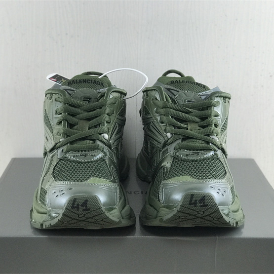 Balenciaga Runner Sneaker In Dark Green Mesh And Nylon - FashionPlug