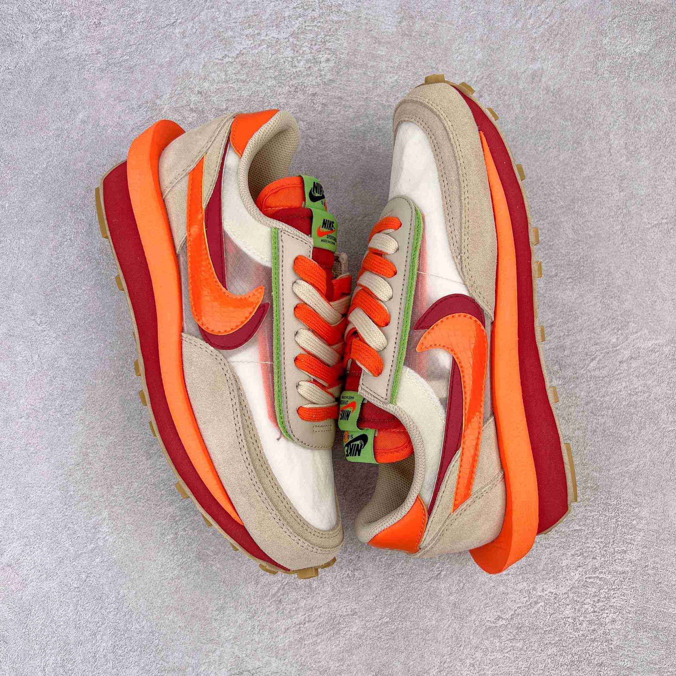 Clot × Sacai × NK LDWaffle'Net Orange Blaze' Sneaker     DH1347-100 - FashionPlug