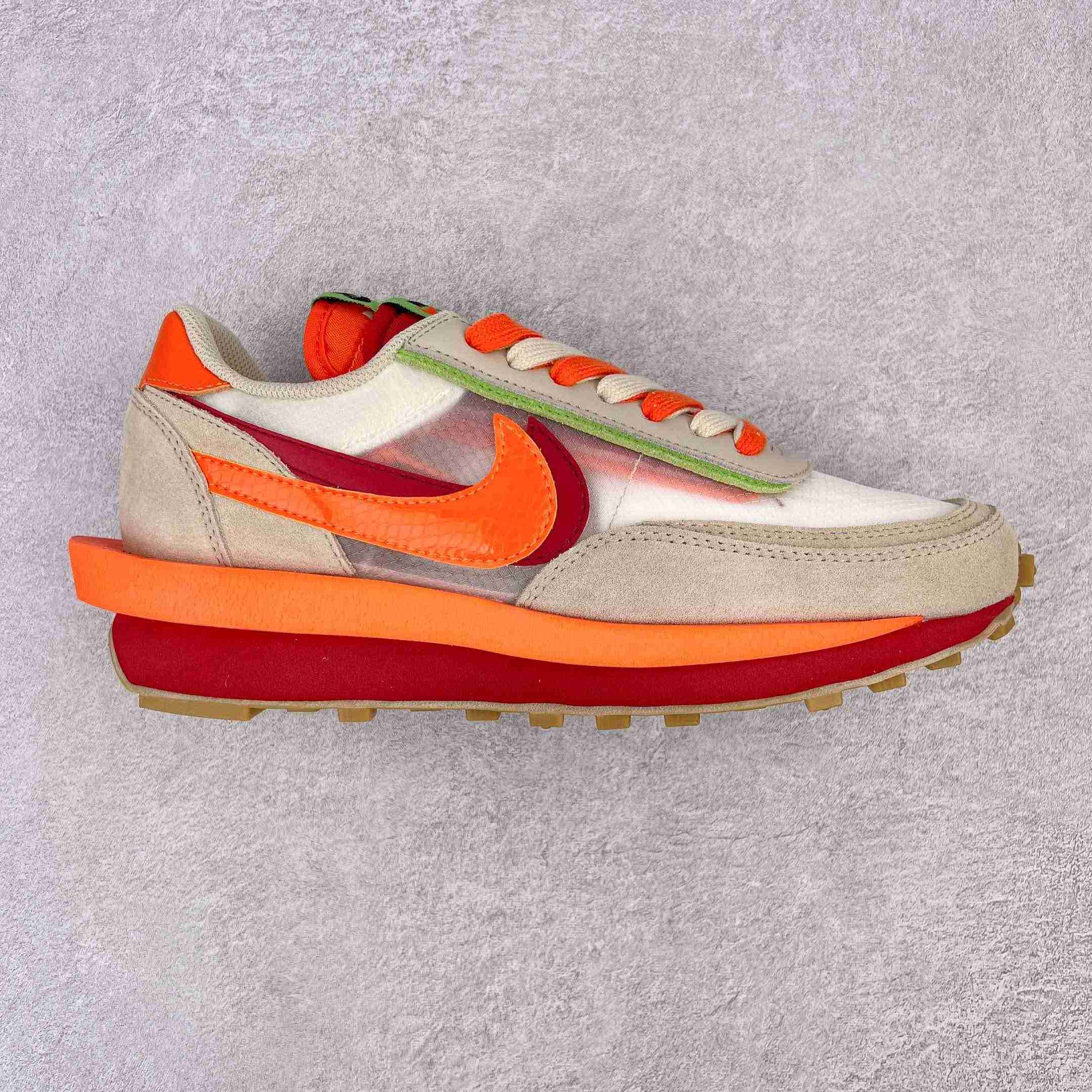 Clot × Sacai × NK LDWaffle'Net Orange Blaze' Sneaker     DH1347-100 - FashionPlug