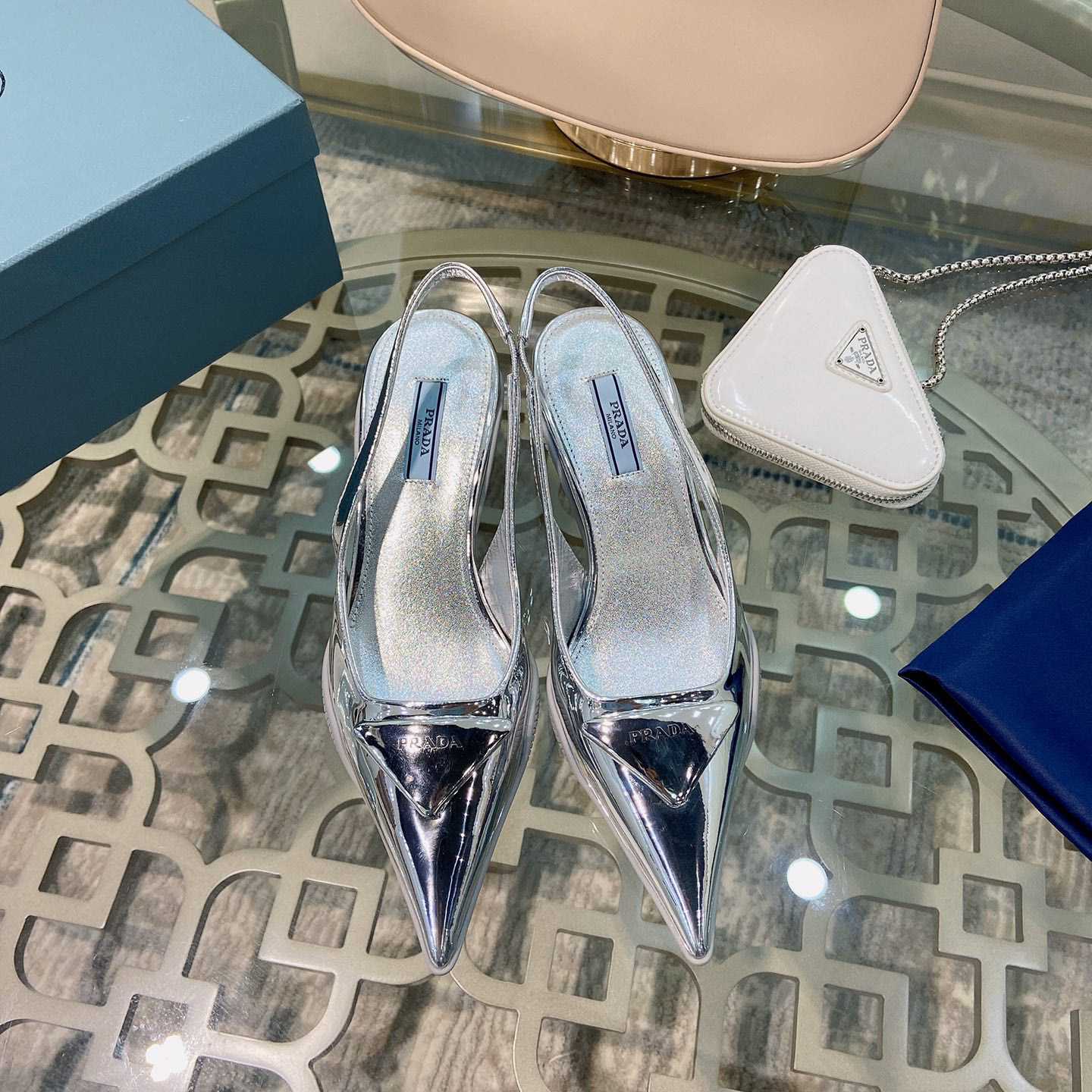 Prada Brushed Leather Slingback Pumps - FashionPlug
