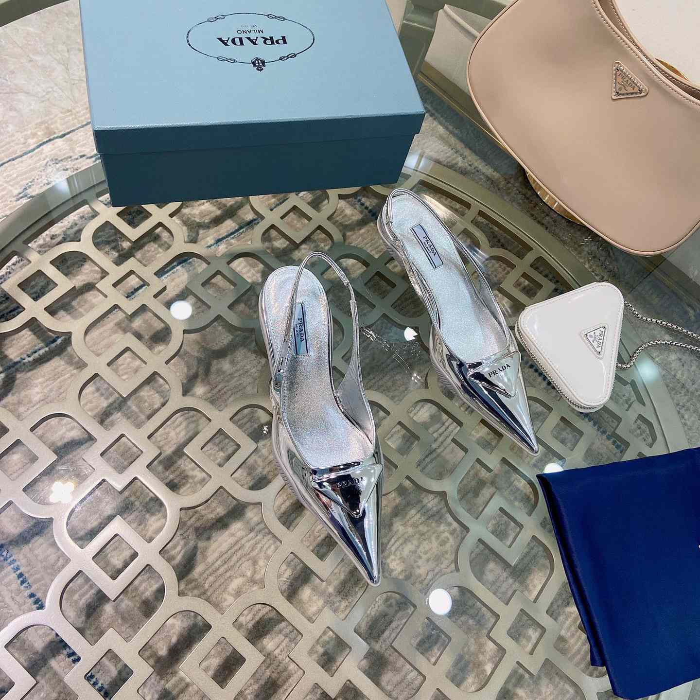 Prada Brushed Leather Slingback Pumps - FashionPlug