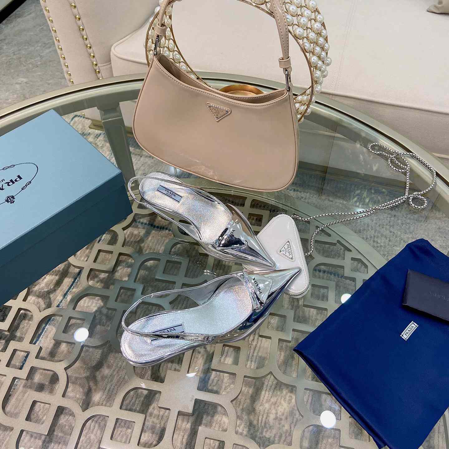 Prada Brushed Leather Slingback Pumps - FashionPlug