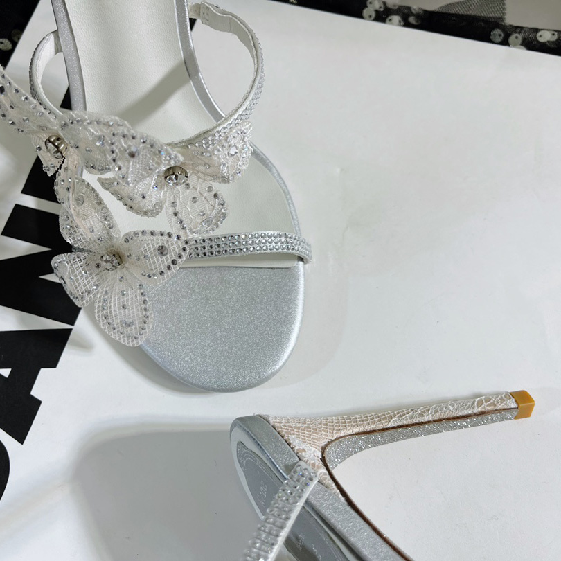 Rene Caovilla White Sandals With High Heels Floriane - FashionPlug