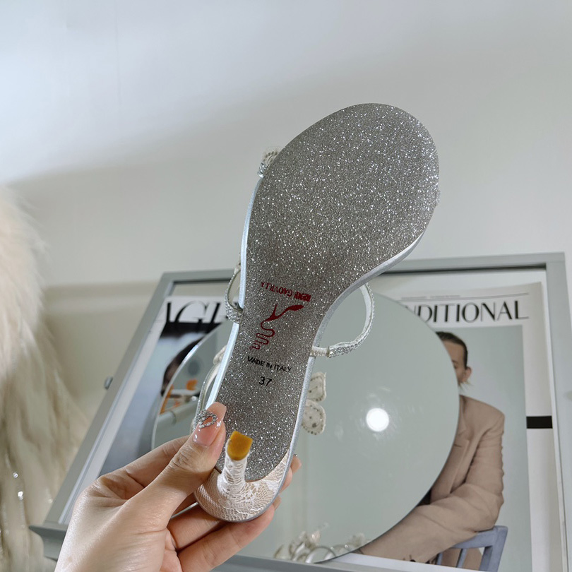Rene Caovilla White Sandals With High Heels Floriane - FashionPlug