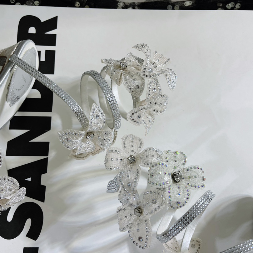 Rene Caovilla White Sandals With High Heels Floriane - FashionPlug