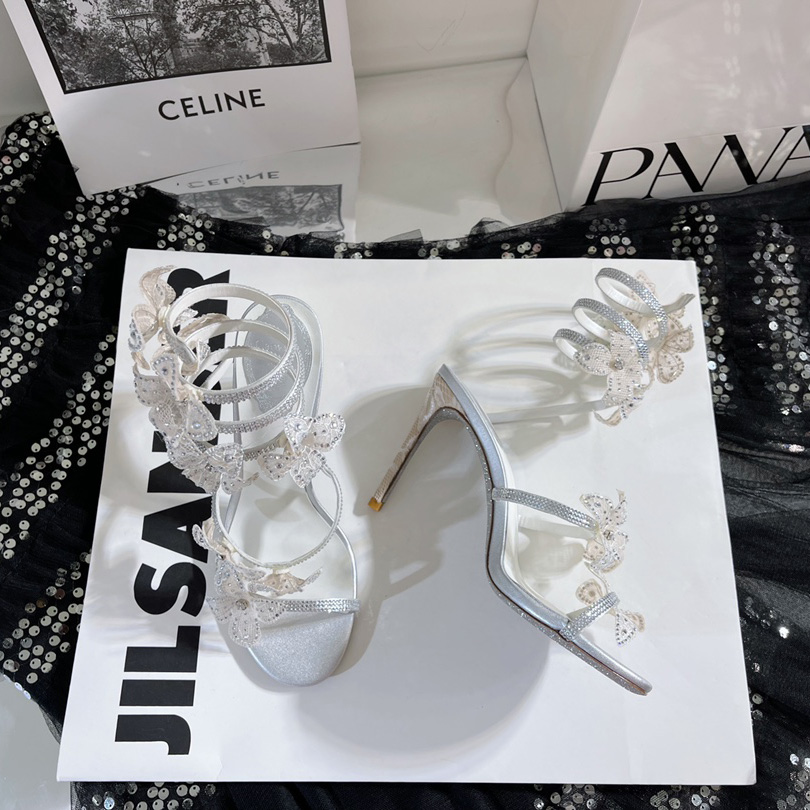 Rene Caovilla White Sandals With High Heels Floriane - FashionPlug