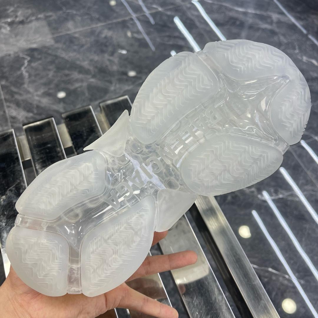 Balenciaga Triple S Sneaker Clear Sole In White Double Foam And Mesh - FashionPlug