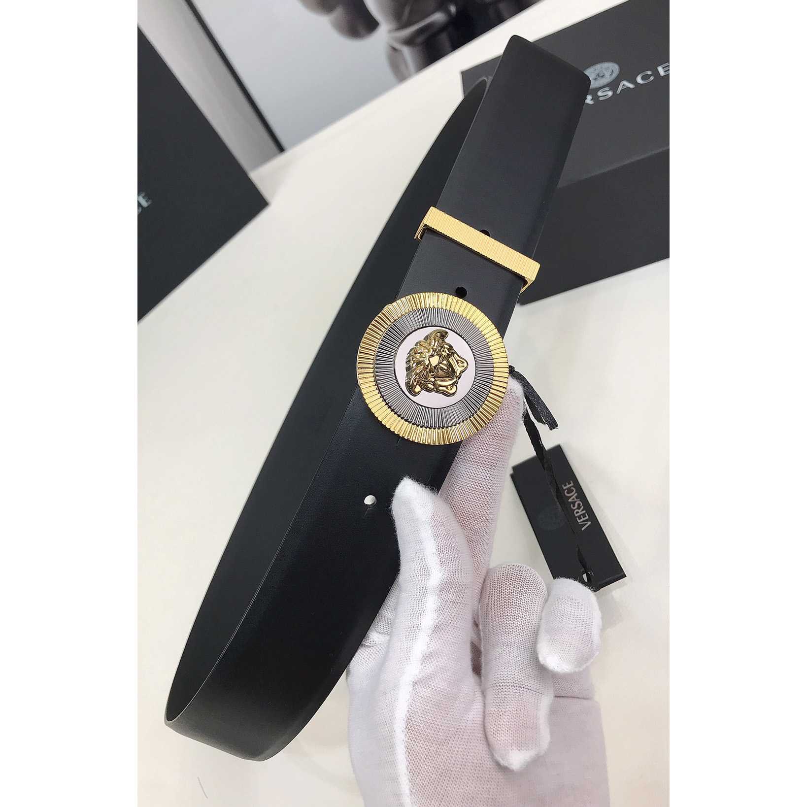 Versace Enamel Medusa Biggie Belt   40mm - FashionPlug