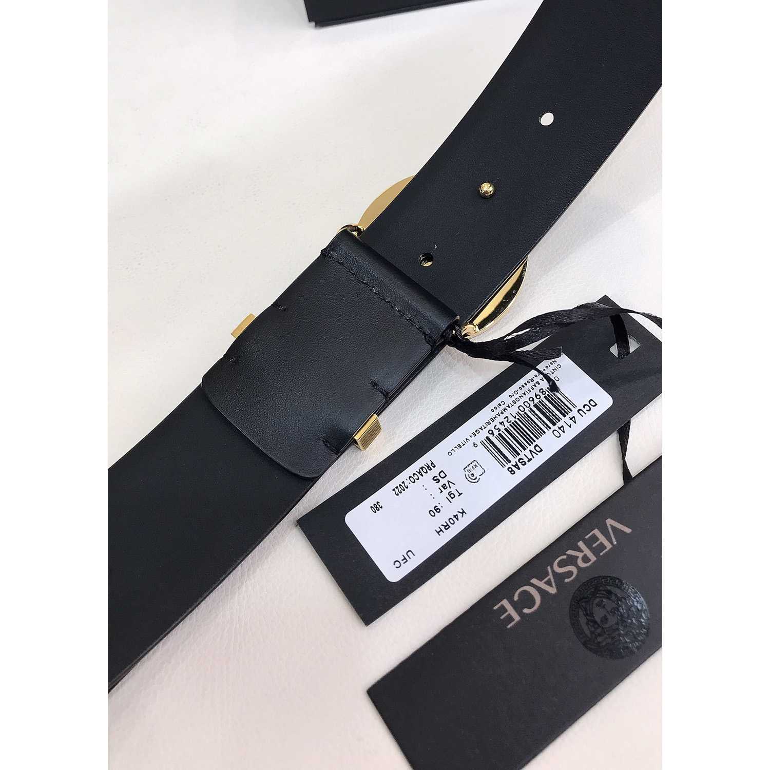 Versace Enamel Medusa Biggie Belt   40mm - FashionPlug