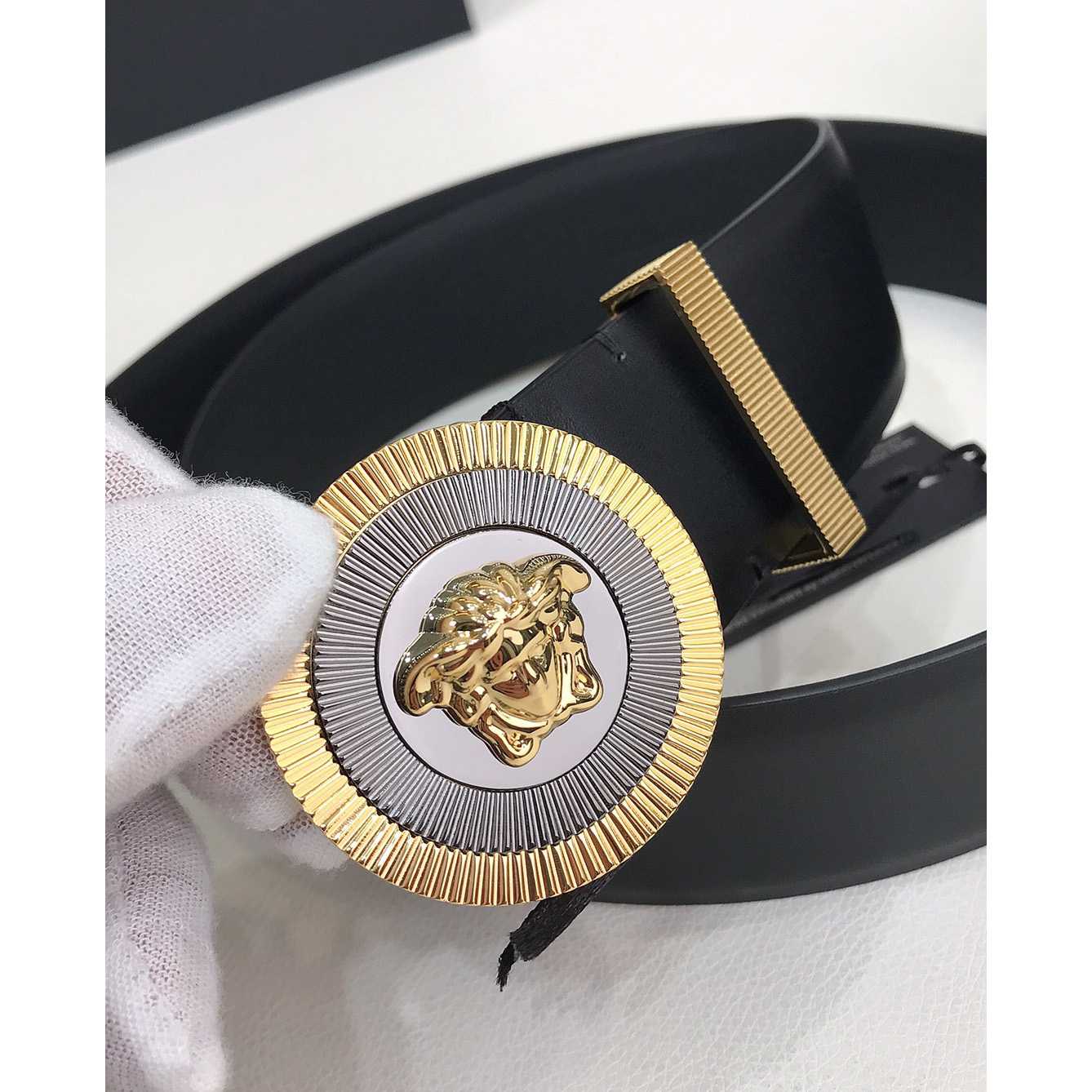 Versace Enamel Medusa Biggie Belt   40mm - FashionPlug