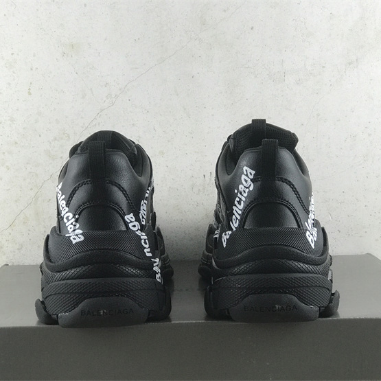 Balenciaga Triple S Logotype Sneaker In Black And White Technical Material - FashionPlug
