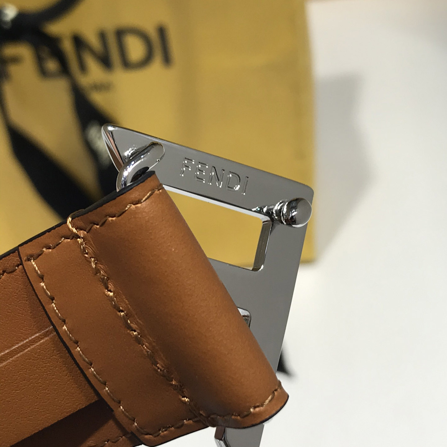 Fendi Brown Leather Belt - FashionPlug