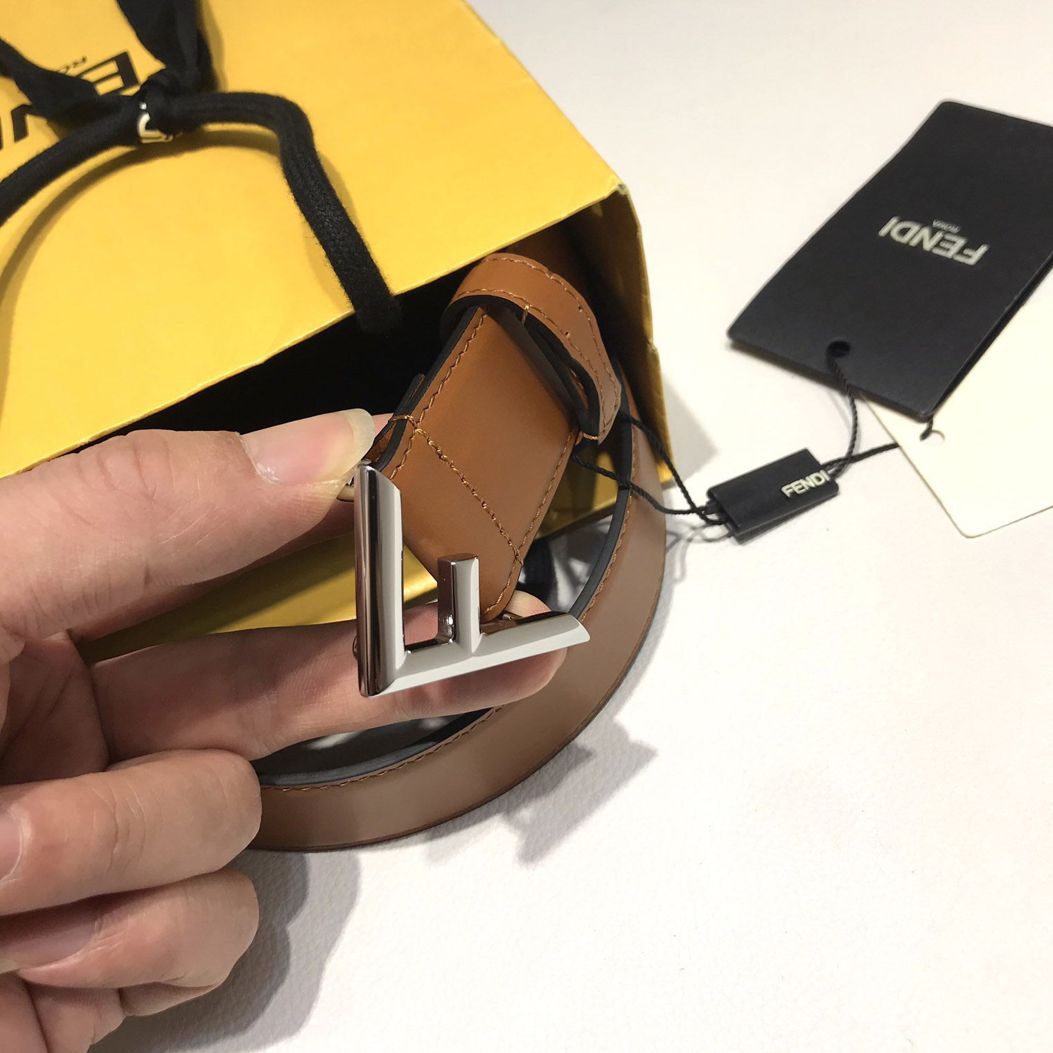 Fendi Brown Leather Belt - FashionPlug