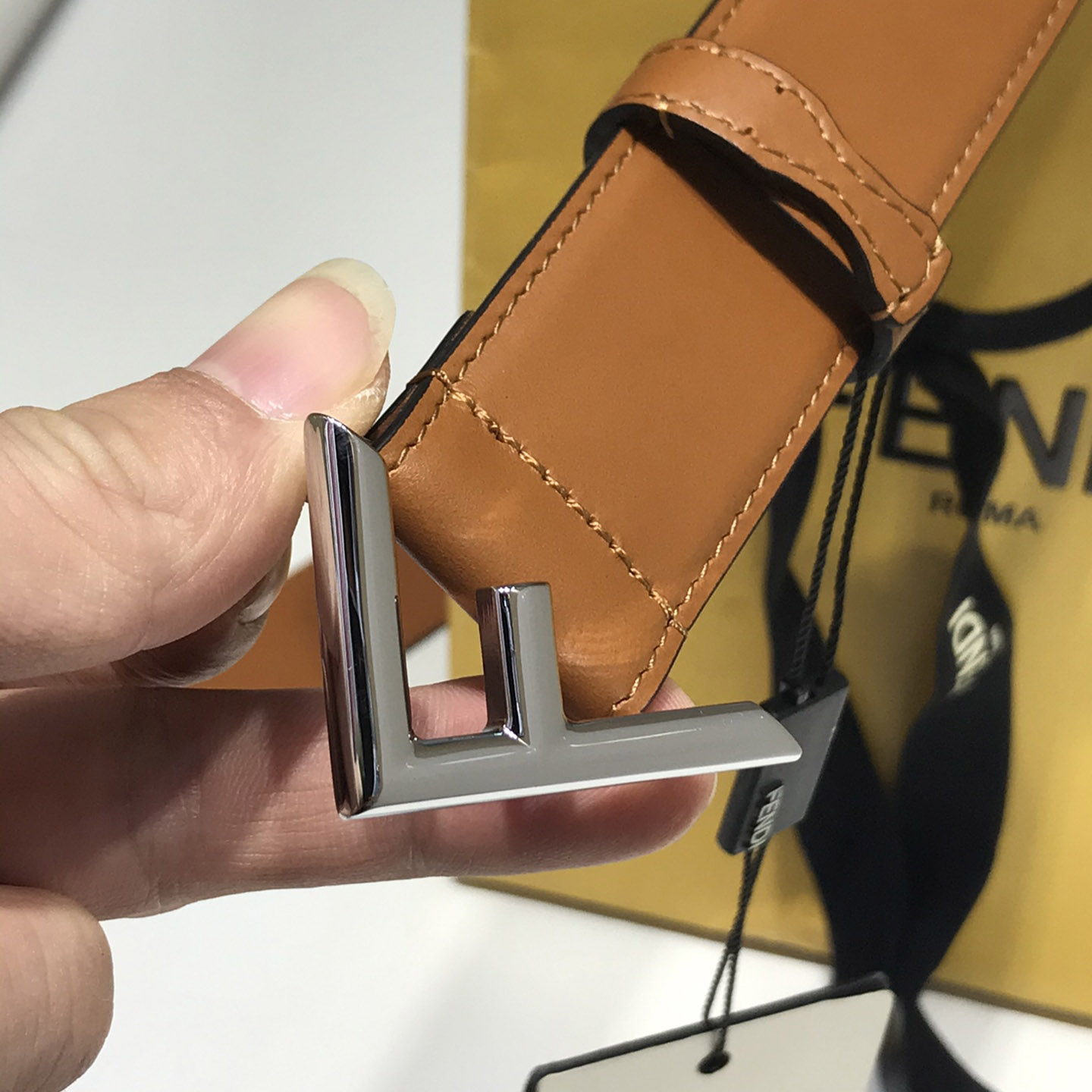 Fendi Brown Leather Belt - FashionPlug
